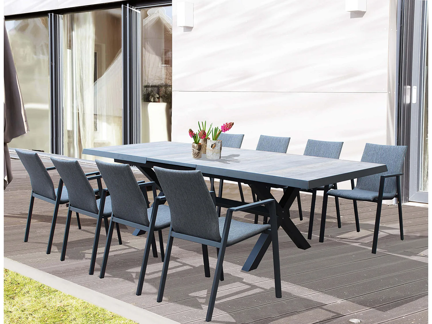 MilaniHome.it - Poltrona sedia in textilene imbottito alluminio per giardino esterno colore antracitedi coloreAntracite