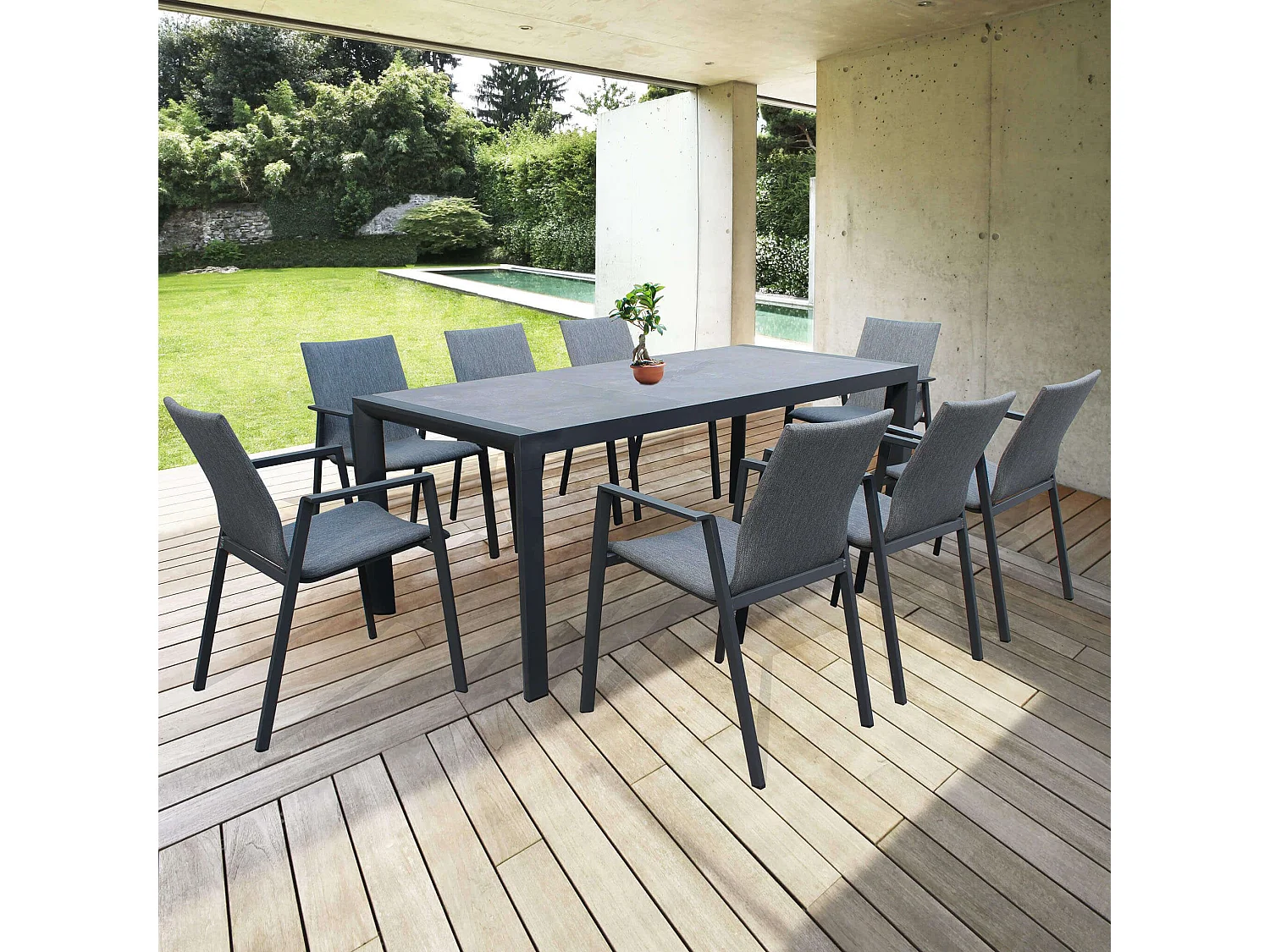 MilaniHome.it - Poltrona sedia in textilene imbottito alluminio per giardino esterno colore antracitedi coloreAntracite