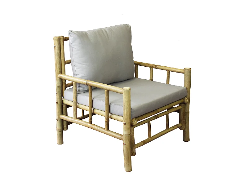 MilaniHome.it - poltrona da giardino in bamboo di design per esterno giardino cm 70 l x 70 p x 80 hdi coloreGrigio