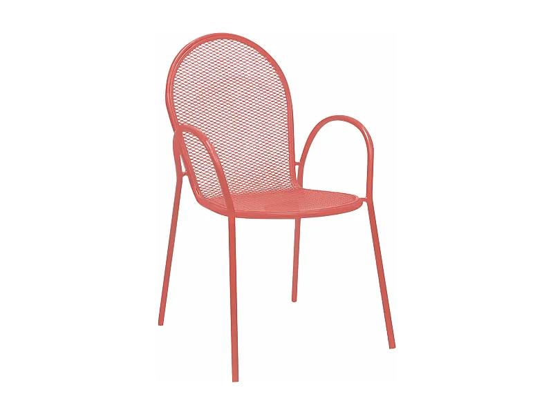 MilaniHome.it - Poltrona Impilabile In Ferro Corallo Per Esterno Giardino, Portico, Ristorante, Gelateria Bar Hotel Albergodi coloreRosso Corallo