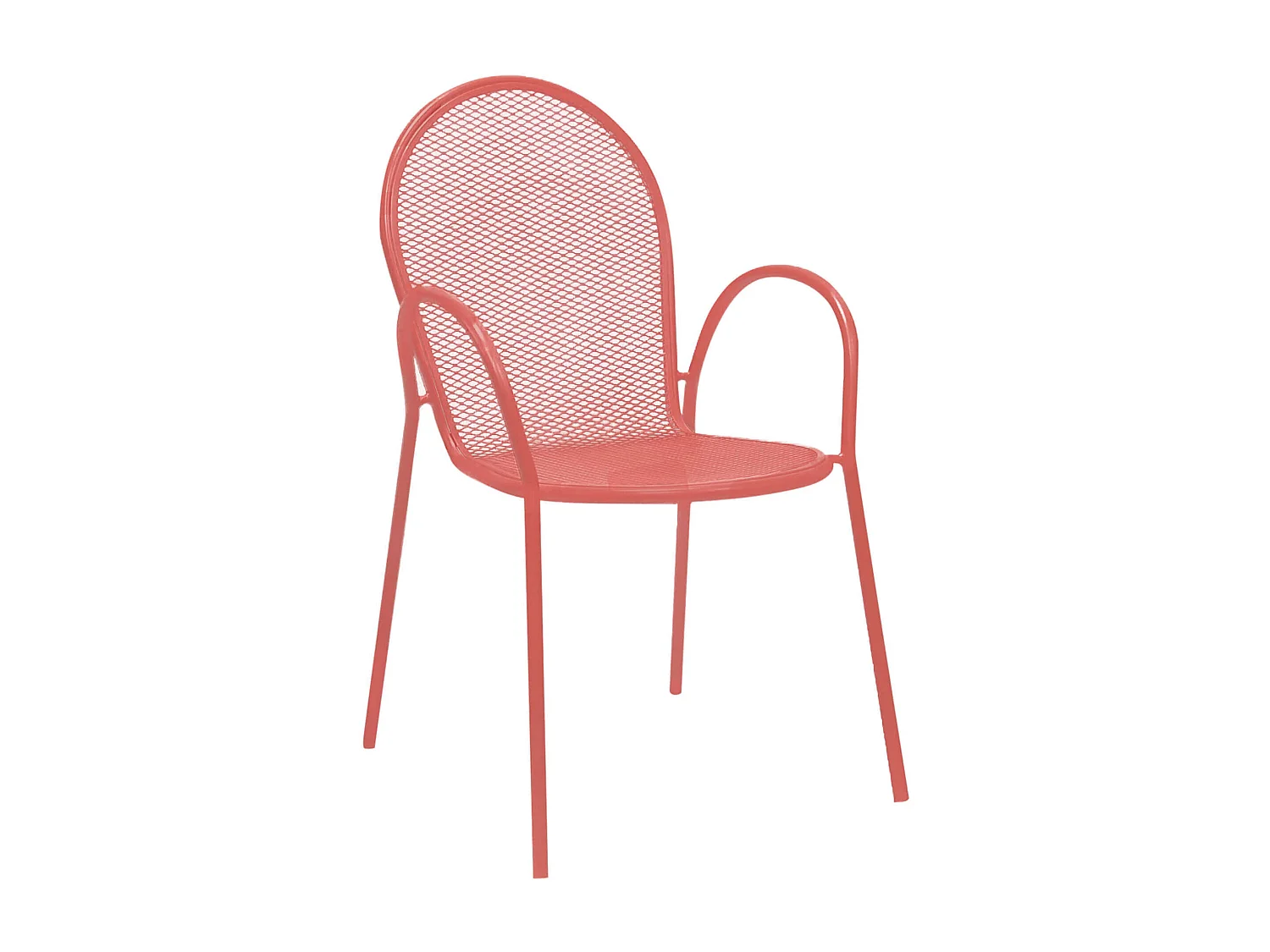 MilaniHome.it - Poltrona Impilabile In Ferro Corallo Per Esterno Giardino, Portico, Ristorante, Gelateria Bar Hotel Albergodi coloreRosso Corallo