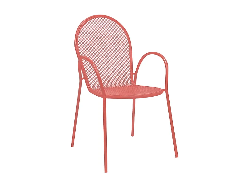 MilaniHome.it - Poltrona Impilabile In Ferro Corallo Per Esterno Giardino, Portico, Ristorante, Gelateria Bar Hotel Albergodi coloreRosso Corallo
