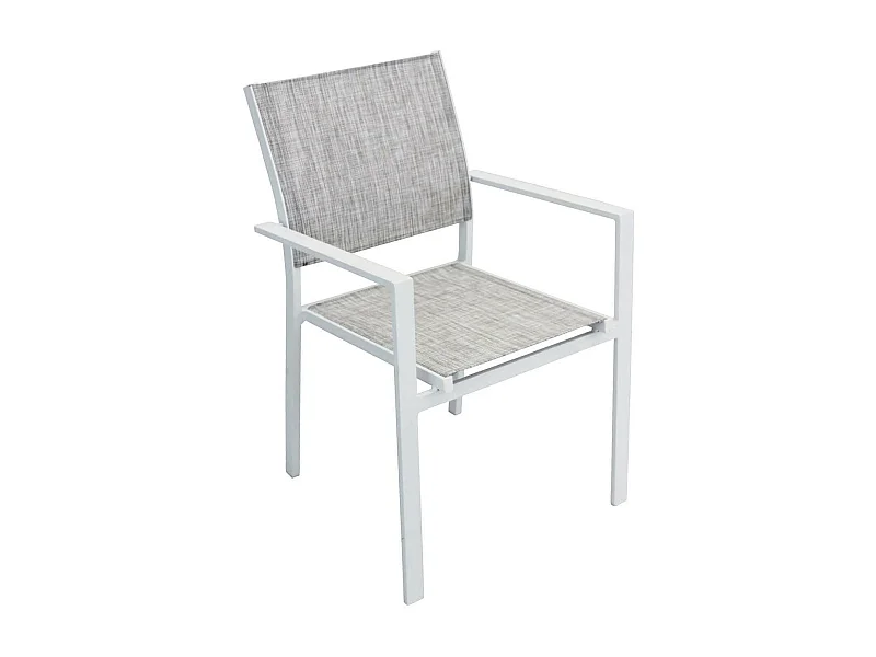 MilaniHome.it - Poltrona Impilabile In Alluminio Bianco E Textilene Grigio Da Esterno Giardino Per Bar Ristorante Pasticceria Albergo Hoteldi coloreBianco