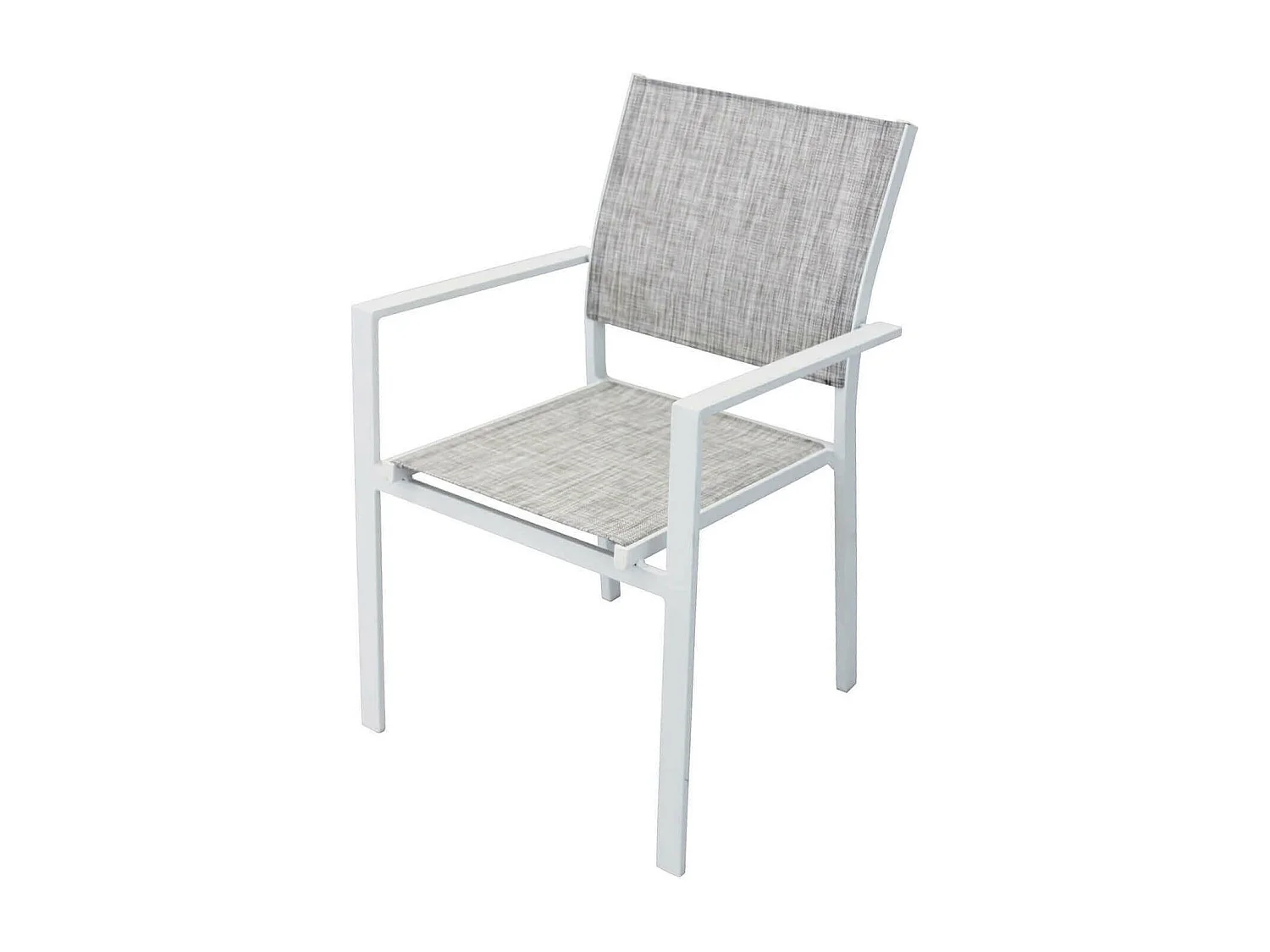 MilaniHome.it - Poltrona Impilabile In Alluminio Bianco E Textilene Grigio Da Esterno Giardino Per Bar Ristorante Pasticceria Albergo Hoteldi coloreBianco