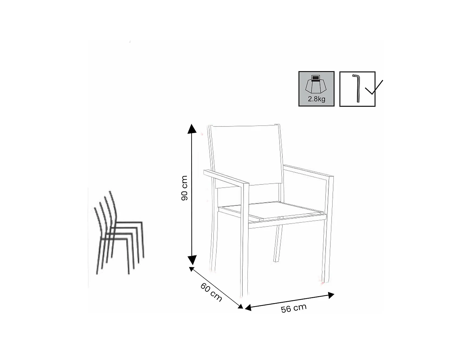 MilaniHome.it - Poltrona Impilabile In Alluminio Bianco E Textilene Grigio Da Esterno Giardino Per Bar Ristorante Pasticceria Albergo Hoteldi coloreBianco