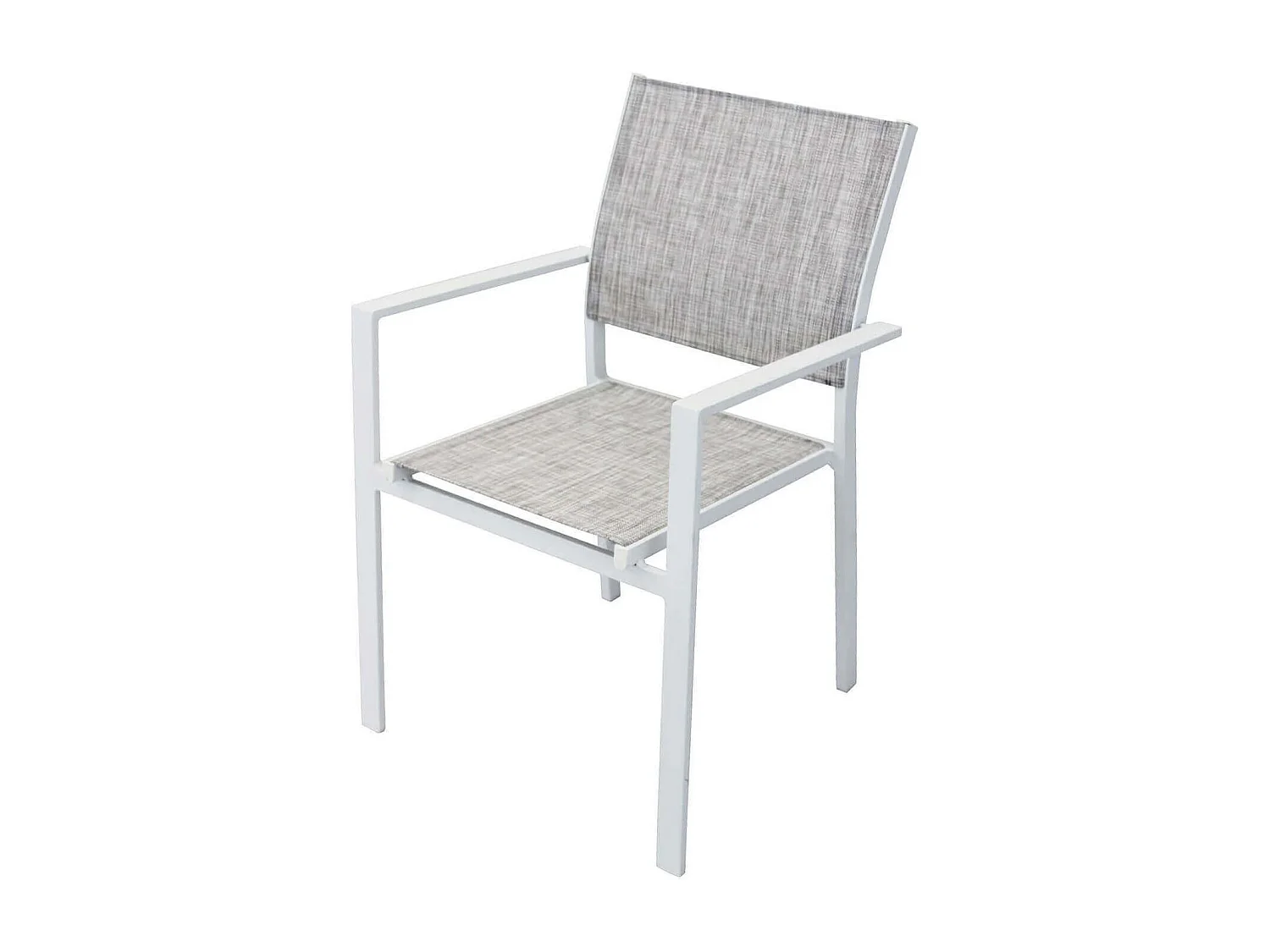 MilaniHome.it - Poltrona Impilabile In Alluminio Bianco E Textilene Grigio Da Esterno Giardino Per Bar Ristorante Pasticceria Albergo Hoteldi coloreBianco