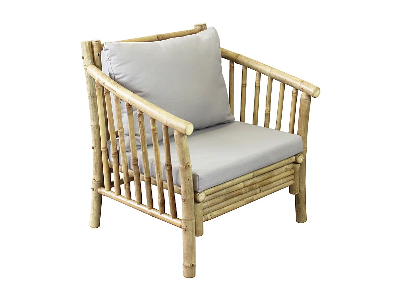 MilaniHome.it - poltrona da giardino in bamboo di design per esterno giardino cm 78 l x 67 p x 80 hdi coloreGrigio