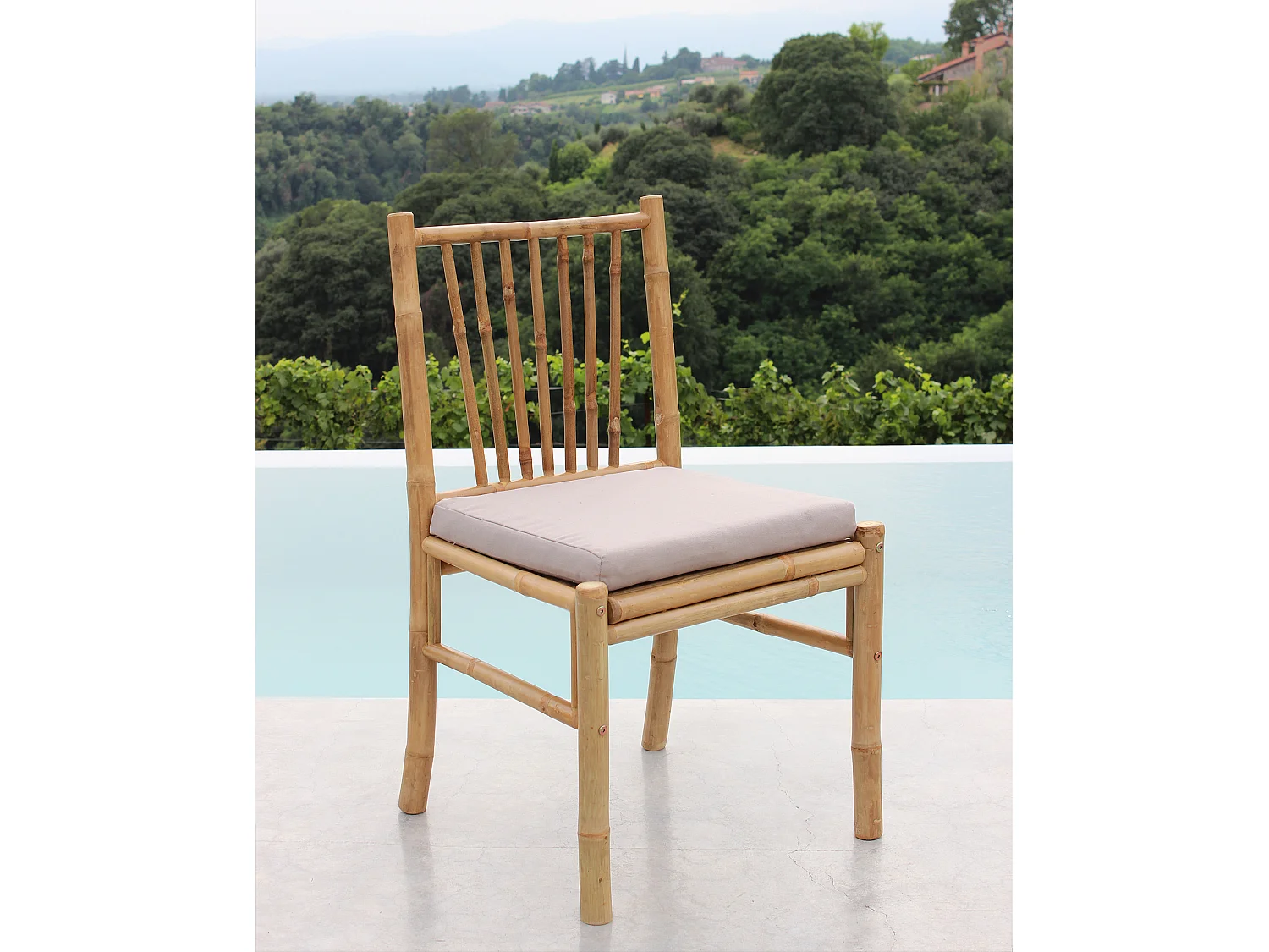 MilaniHome.it - sedia da giardino in bamboo di design per esterno giardino cm 48 l x 48 p x 85 hdi coloreGrigio