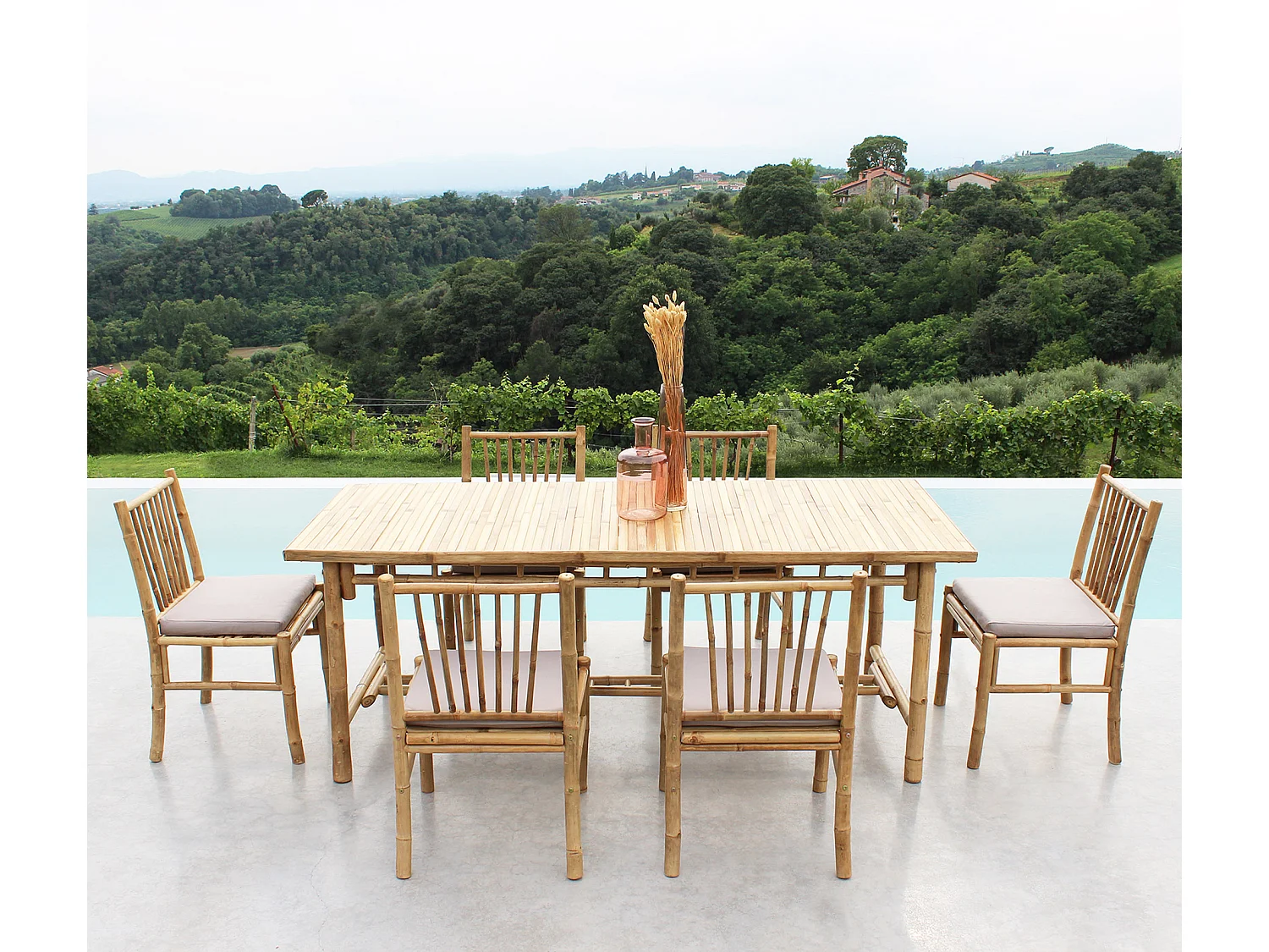 MilaniHome.it - sedia da giardino in bamboo di design per esterno giardino cm 48 l x 48 p x 85 hdi coloreGrigio