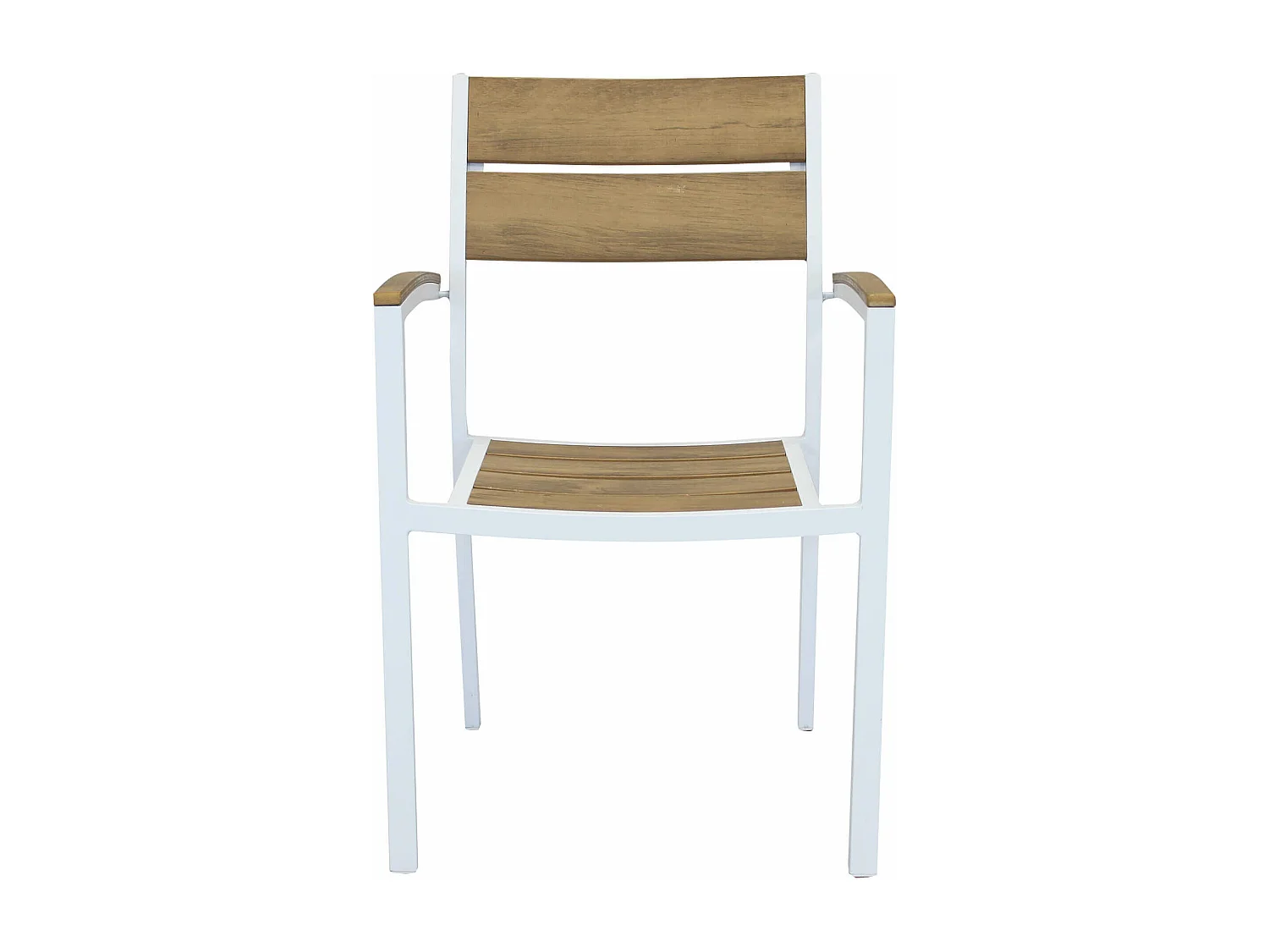 MilaniHome.it - Poltrona Impilabile In Alluminio E Polywood Da Esterno Giardino, Per Ristorante Agriturismo Albergo Hotel Colore Bianco,Marronedi coloreBianco