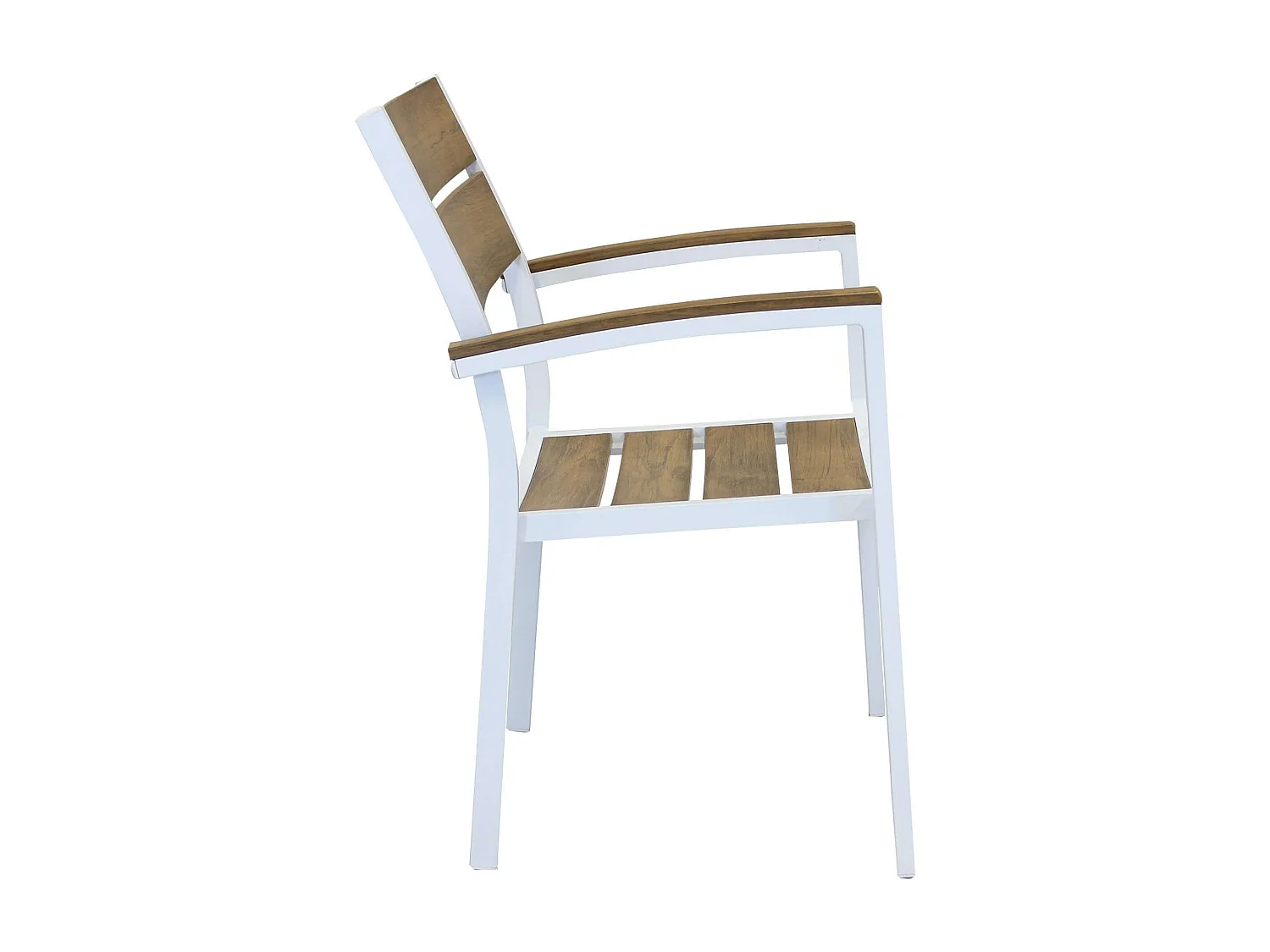 MilaniHome.it - Poltrona Impilabile In Alluminio E Polywood Da Esterno Giardino, Per Ristorante Agriturismo Albergo Hotel Colore Bianco,Marronedi coloreBianco