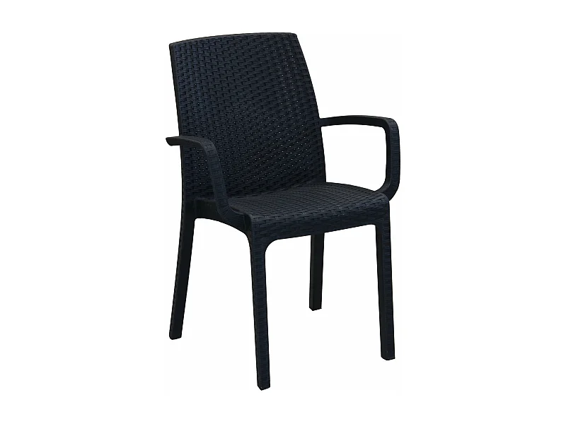 MilaniHome.it - Poltrona Da Giardino Impilabile In Wicker Stampato Antracite Da Esterno Giardino Terrazzo Portico Locale Bardi coloreAntracite