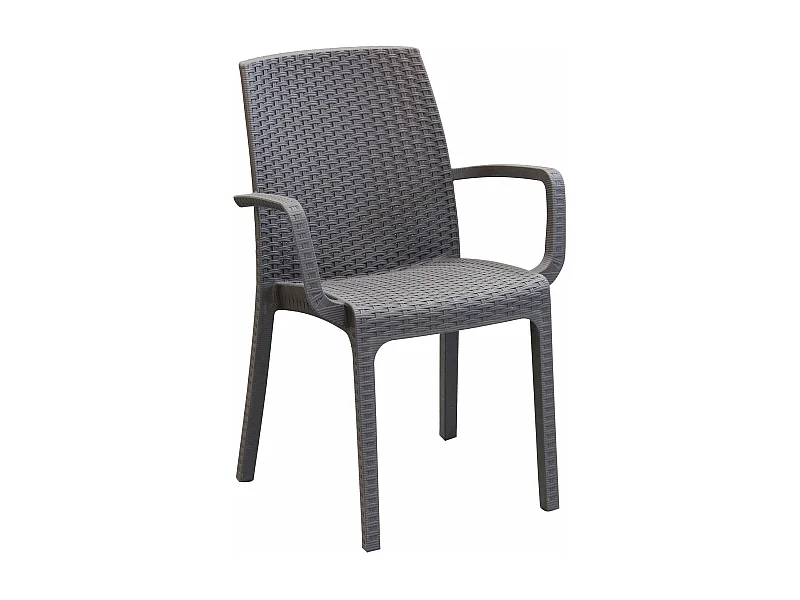 MilaniHome.it - Poltrona Da Giardino Impilabile In Wicker Stampato Taupe Da Esterno Giardino Terrazzo Portico Locale Bardi coloreTaupe