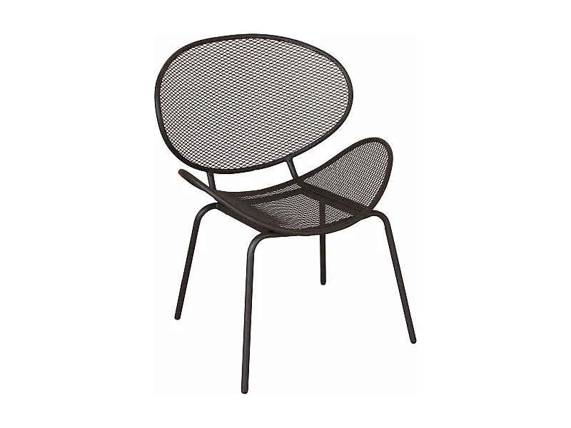 MilaniHome.it - Poltrona Sedia Impilabile In Ferro Grigio Scuro Per Esterno Giardino, Portico, Ristorante, Gelateria Bar Hotel Albergodi coloreGrigio scuro