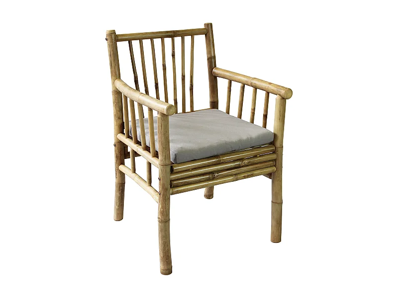 MilaniHome.it - poltrona da giardino in bamboo di design per esterno giardino cm 57 l x 57 p x 82 hdi coloreMarrone chiaro