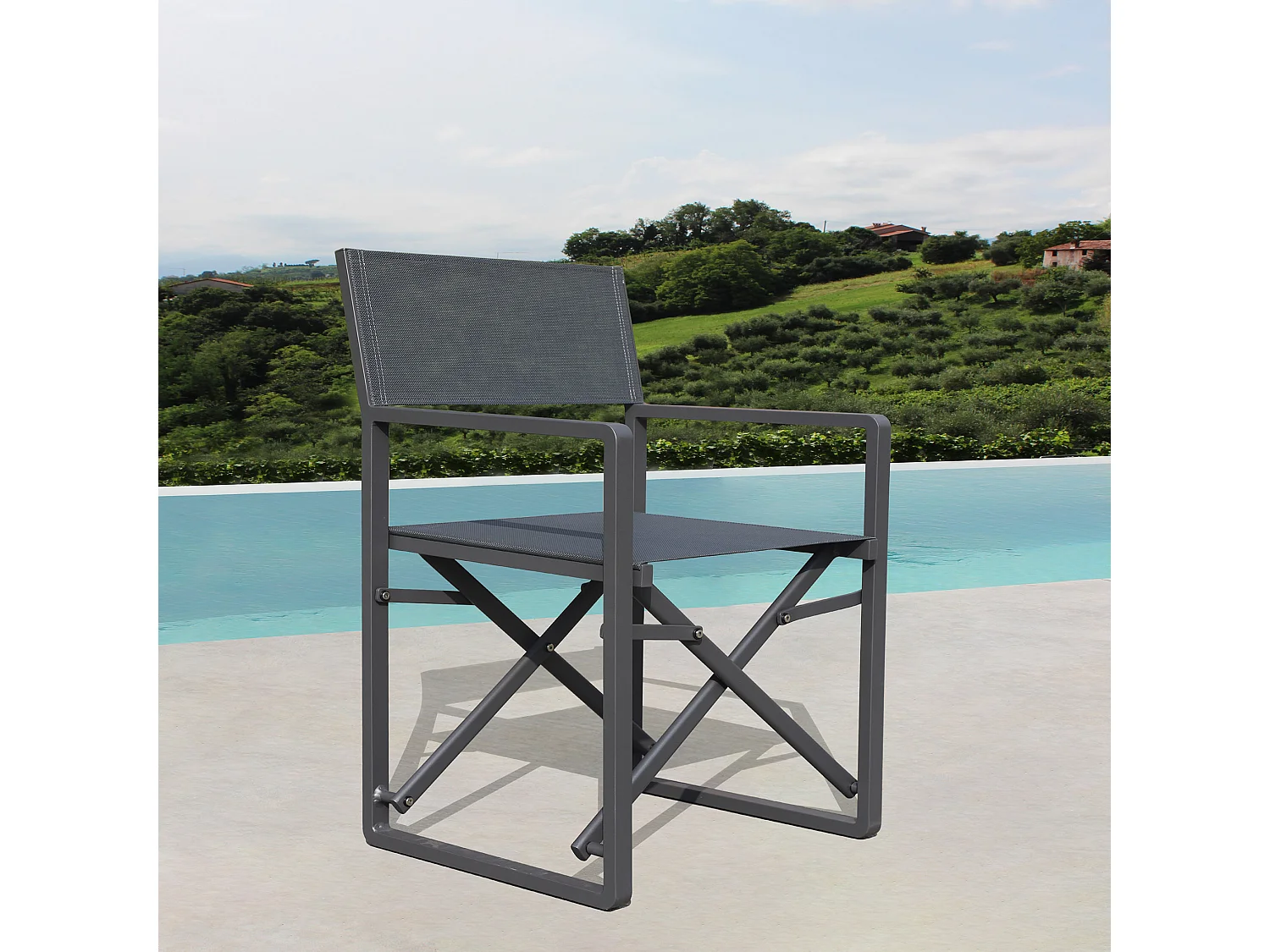 MilaniHome.it - poltrona regista in alluminio di design per esterno giardino cm 55 l x 46 p x 85 hdi coloreAntracite
