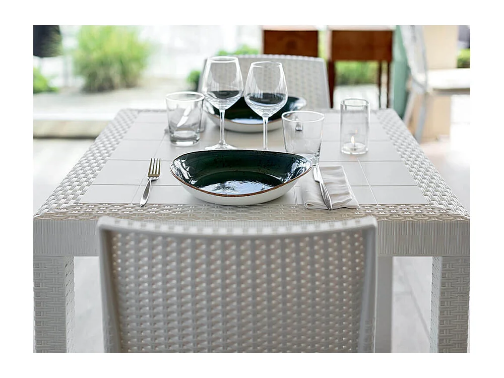 MilaniHome.it - Poltrona Da Giardino Impilabile In Wicker Stampato Bianco Da Esterno Giardino Terrazzo Portico Locale Bardi coloreBianco