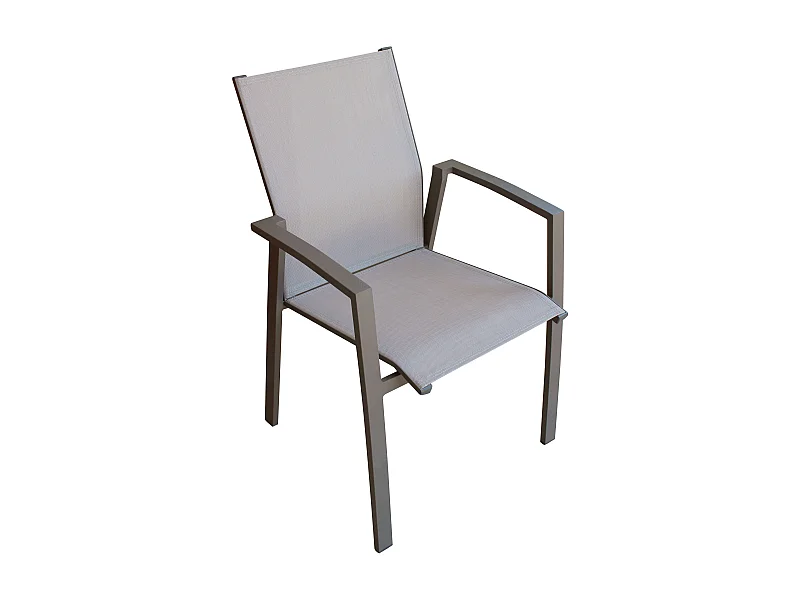 MilaniHome.it - Poltrona Sedia Impilabile In Alluminio Taupe E Textilene Grigio Da Esterno Bar Pub Ristorante Agriturismo Pasticceria Albergo Hoteldi coloreTaupe