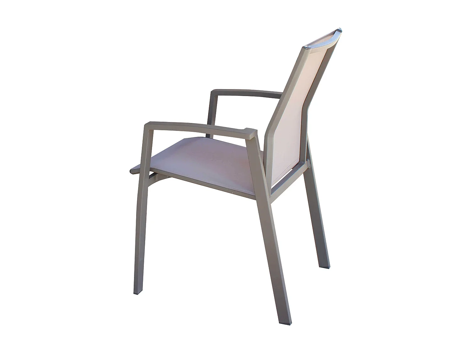 MilaniHome.it - Poltrona Sedia Impilabile In Alluminio Taupe E Textilene Grigio Da Esterno Bar Pub Ristorante Agriturismo Pasticceria Albergo Hoteldi coloreTaupe