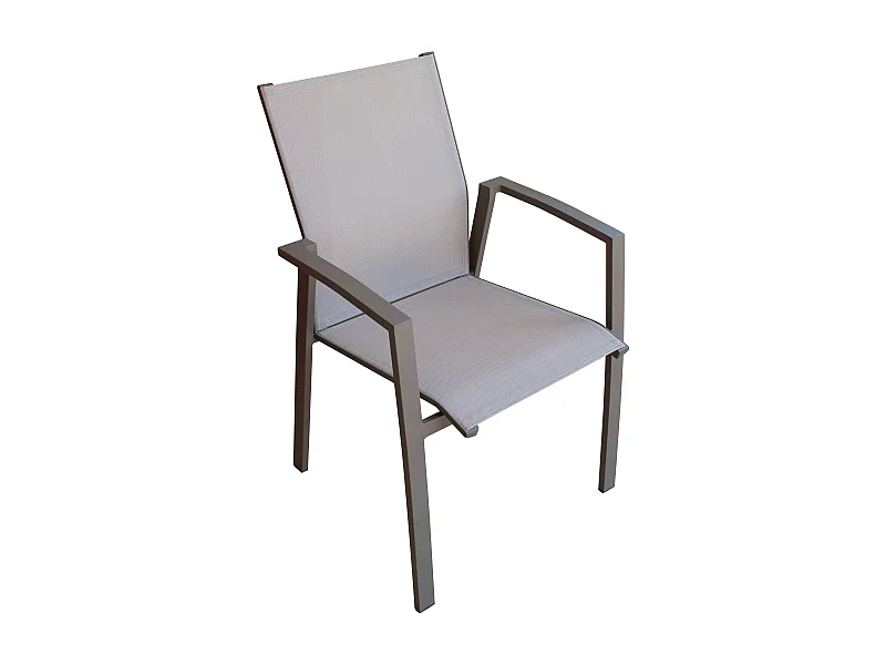 MilaniHome.it - Poltrona Sedia Impilabile In Alluminio Taupe E Textilene Grigio Da Esterno Bar Pub Ristorante Agriturismo Pasticceria Albergo Hoteldi coloreTaupe