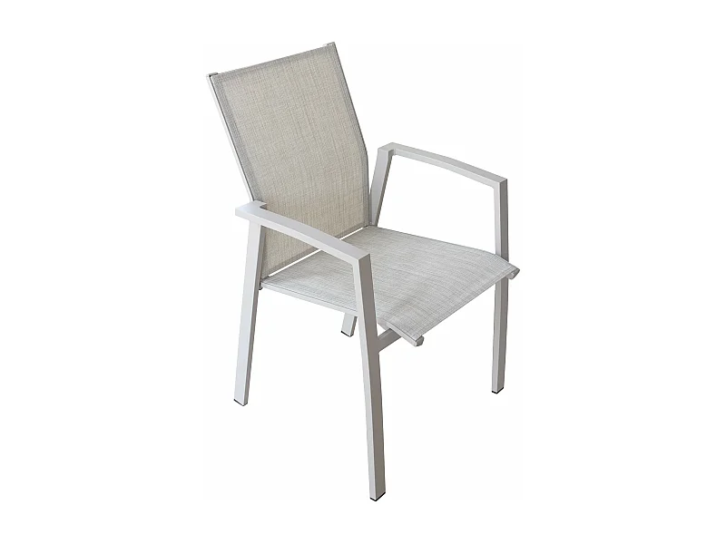 MilaniHome.it - Poltrona Sedia Impilabile In Alluminio Tortora E Textilene Beige Da Esterno Bar Pub Ristorante Agriturismo Pasticceria Albergo Hoteldi coloreTortora