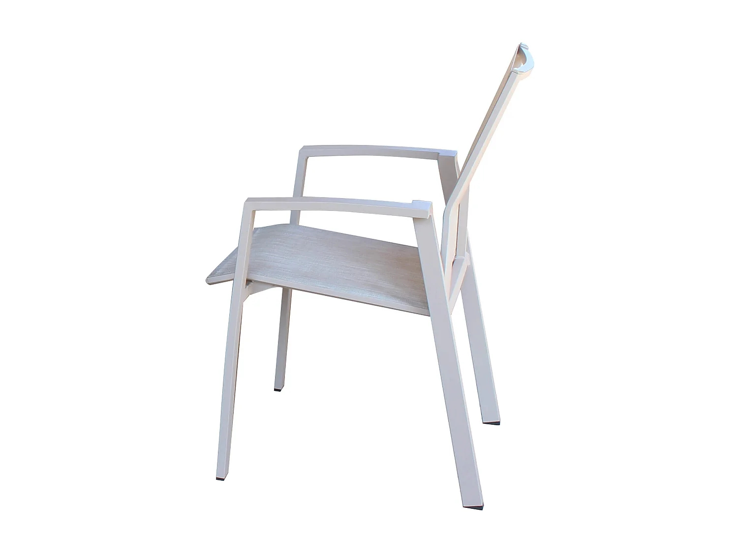 MilaniHome.it - Poltrona Sedia Impilabile In Alluminio Tortora E Textilene Beige Da Esterno Bar Pub Ristorante Agriturismo Pasticceria Albergo Hoteldi coloreTortora