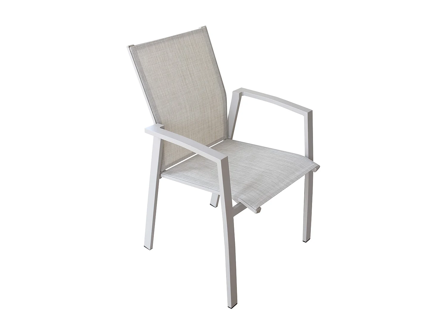 MilaniHome.it - Poltrona Sedia Impilabile In Alluminio Tortora E Textilene Beige Da Esterno Bar Pub Ristorante Agriturismo Pasticceria Albergo Hoteldi coloreTortora