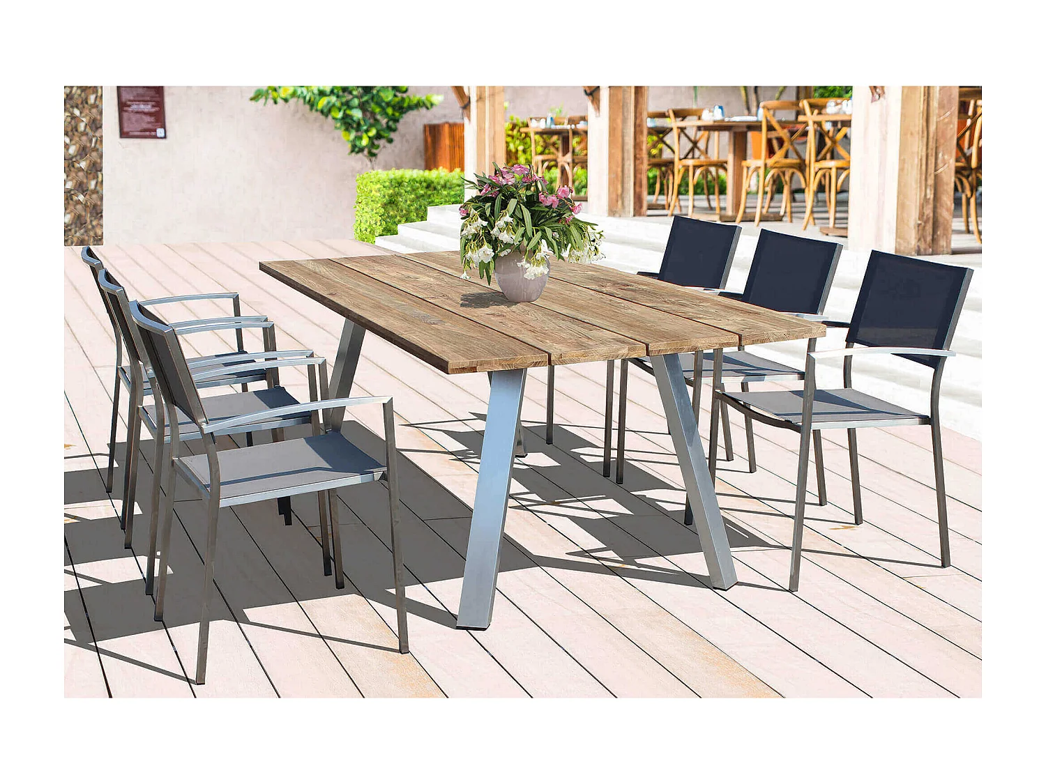 MilaniHome.it - Poltrona Da Giardino In Alluminio E Textilene Impilabiledi coloreGrigio