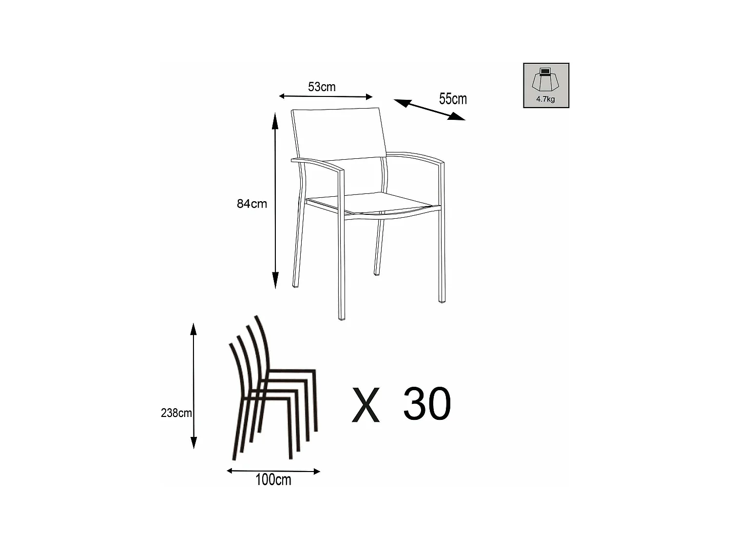 MilaniHome.it - Poltrona Da Giardino In Alluminio E Textilene Impilabiledi coloreGrigio
