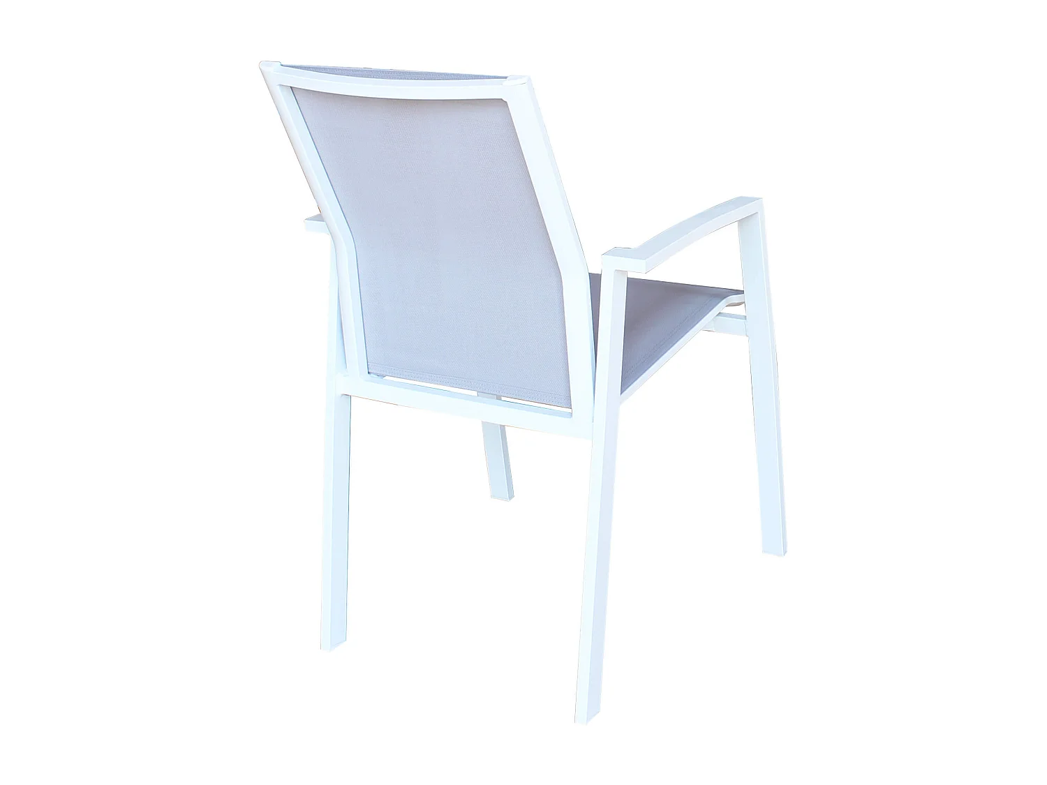 MilaniHome.it - Poltrona Sedia Impilabile In Alluminio Bianco E Textilene Grigio Da Esterno Bar Pub Ristorante Agriturismo Pasticceria Albergo Hoteldi coloreBianco