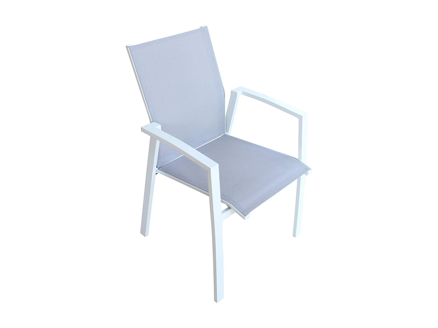 MilaniHome.it - Poltrona Sedia Impilabile In Alluminio Bianco E Textilene Grigio Da Esterno Bar Pub Ristorante Agriturismo Pasticceria Albergo Hoteldi coloreBianco