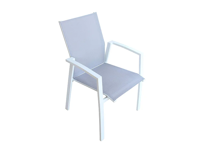 MilaniHome.it - Poltrona Sedia Impilabile In Alluminio Bianco E Textilene Grigio Da Esterno Bar Pub Ristorante Agriturismo Pasticceria Albergo Hoteldi coloreBianco