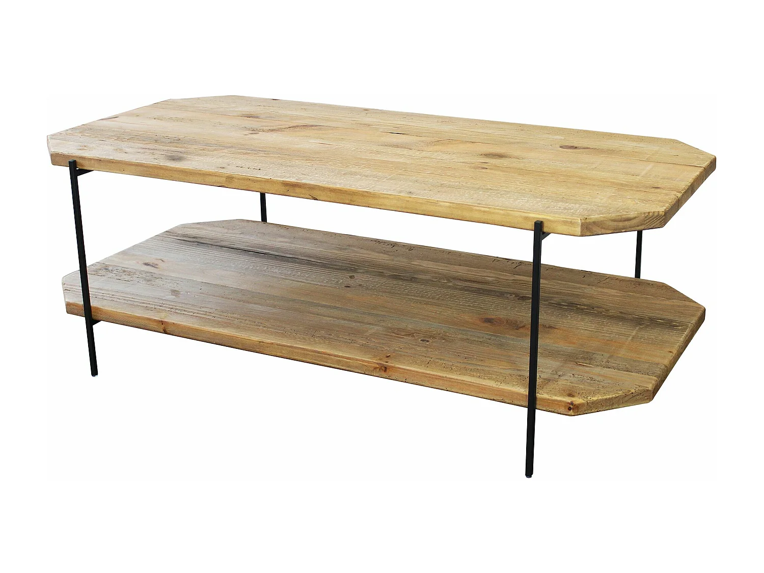 MilaniHome.it - tavolino da salotto in legno massiccio di design moderno industrial cm 120 x 61 x 43 hdi coloreMarrone