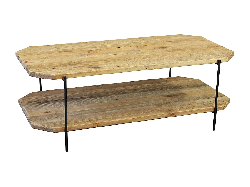 MilaniHome.it - tavolino da salotto in legno massiccio di design moderno industrial cm 120 x 61 x 43 hdi coloreMarrone