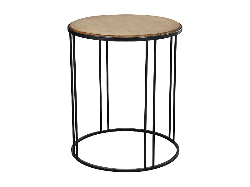 MilaniHome.it - tavolino industrial in acciaio e legno di design moderno industrial cm 56 x 56 x 66,5 hdi coloreMarrone