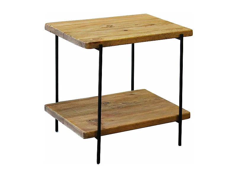 MilaniHome.it - tavolino da salotto in legno massiccio di design moderno industrial cm 5 0x 42 x 51,5 hdi coloreMarrone