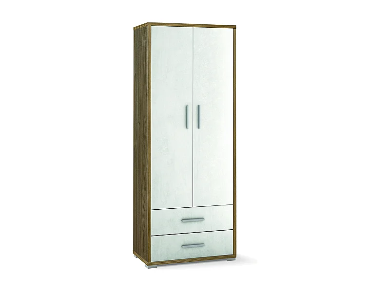 MilaniHome.it - armadio moderno con due ante e due cassetti di design moderno cm 71 l x 41 p x 182 hdi coloreBianco