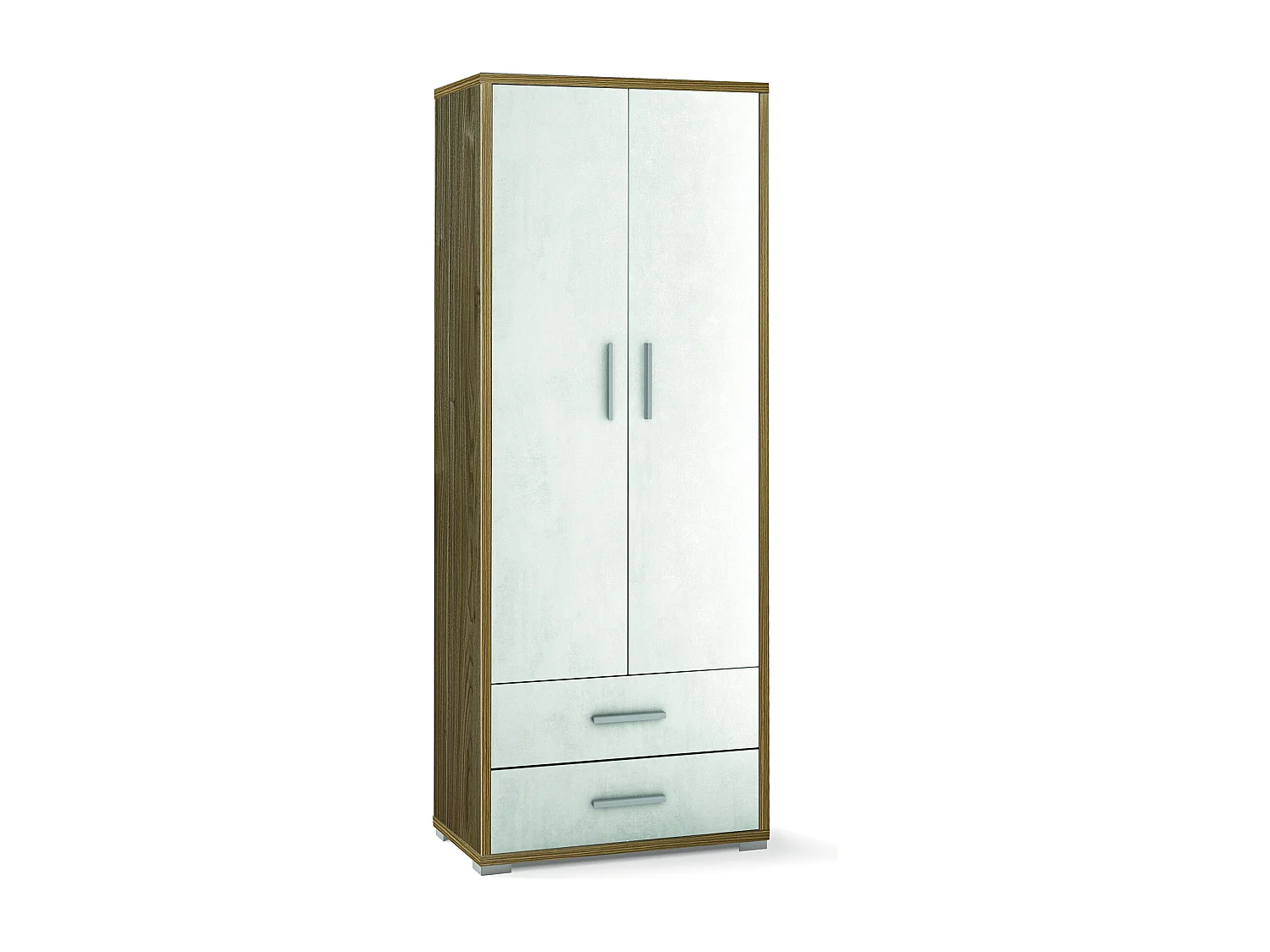 MilaniHome.it - armadio moderno con due ante e due cassetti di design moderno cm 71 l x 41 p x 182 hdi coloreBianco