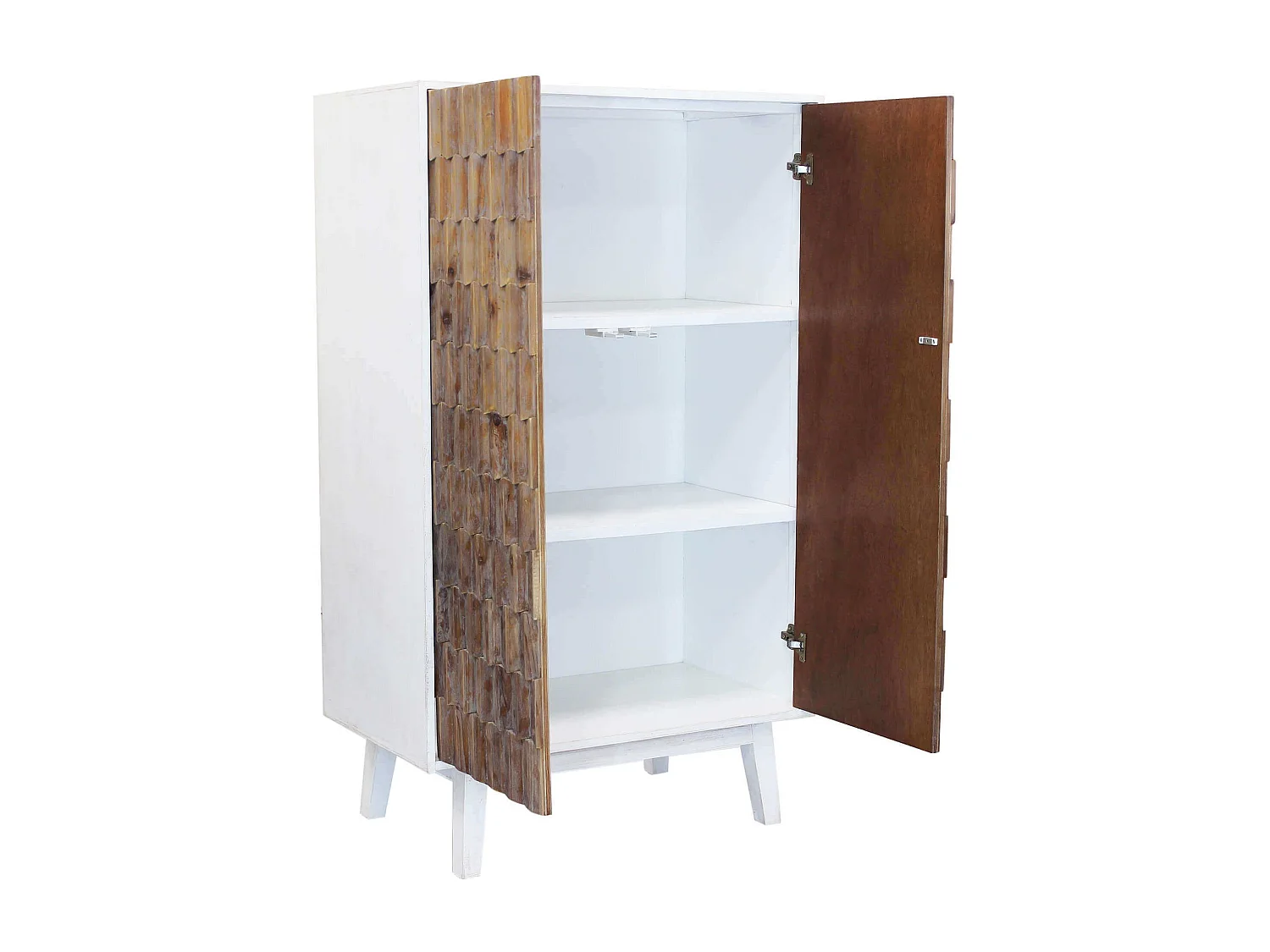 MilaniHome.it - armadio a due ante con decoro in legno di design moderno per salotto cucina sala da pranzo cm 90x50x150 hdi coloreBianco