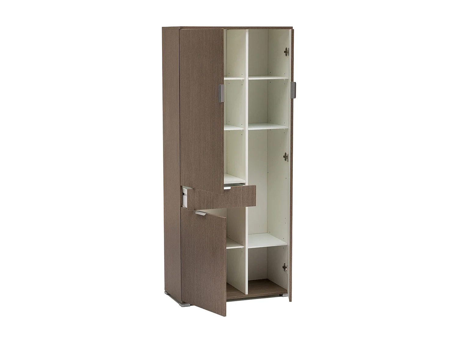 MilaniHome.it - armadio con 3 ante e un cassetto per soggiorno cucina bagno fatto in Italia cm 75x38x174 hdi coloreRovere grigio