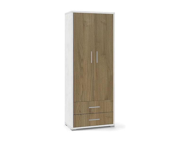 MilaniHome.it - armadio moderno con due ante e due cassetti di design moderno cm 71 l x 41 p x 182 hdi coloreMarrone