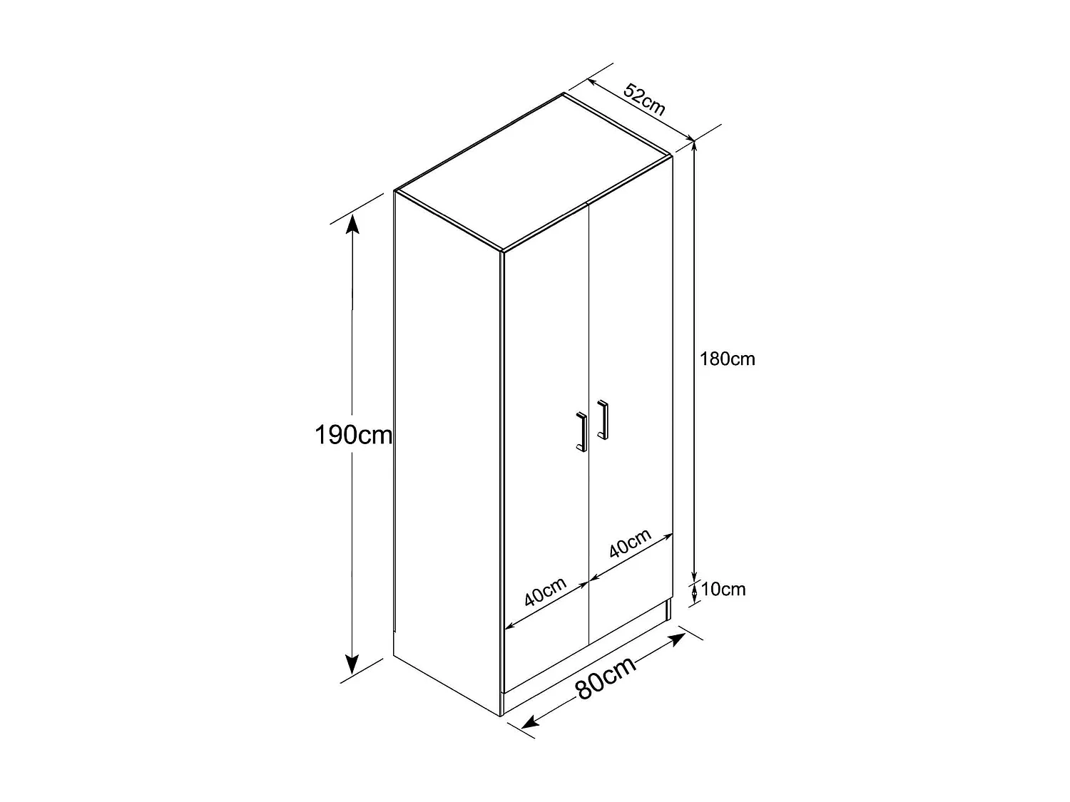 MilaniHome.it - armadio due ante di design spazioso in legno moderno 180x52x80 hdi coloreRovere grigio