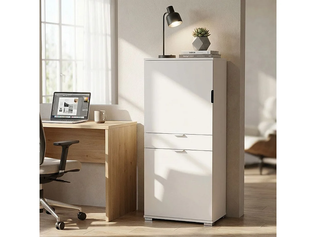 MilaniHome.it - armadio con 3 ante e un cassetto per soggiorno cucina bagno fatto in Italia cm 45x38x174 hdi coloreBianco