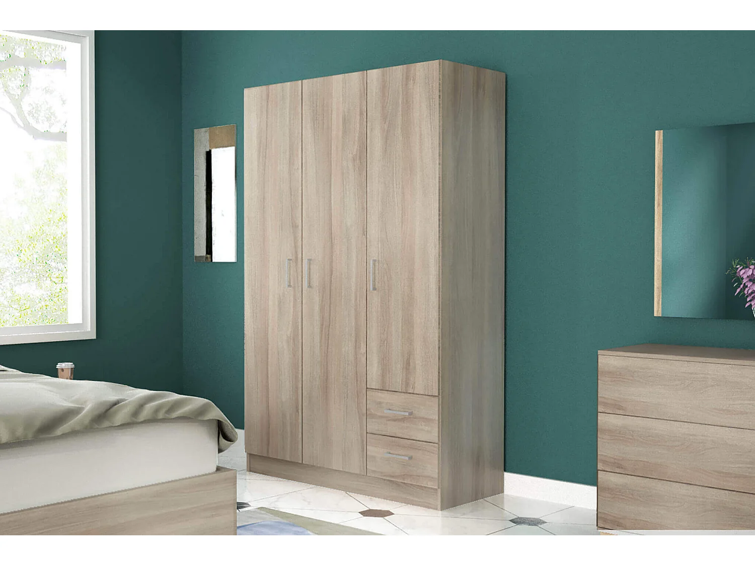 MilaniHome.it - armadio di design con 3 ante 2 cassetti di design moderno contemporaneo cm 120 x 52 x 190 hdi coloreOlmo