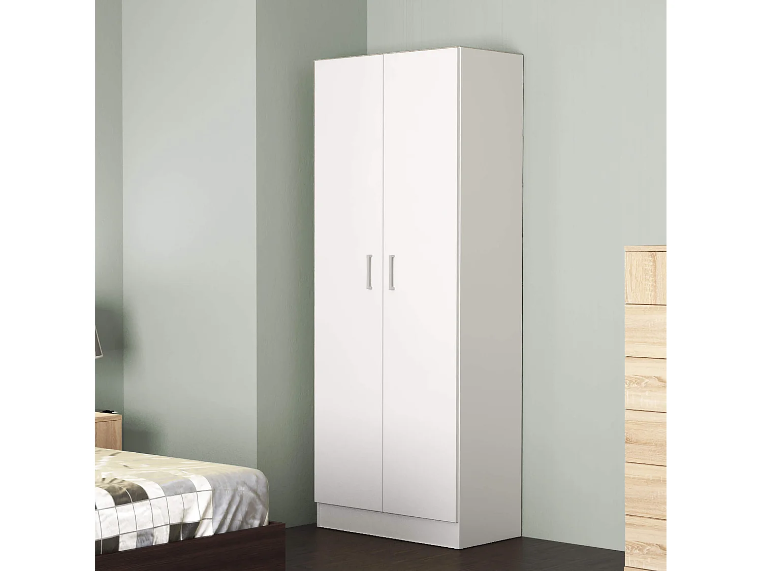 MilaniHome.it - armadio due ante di design spazioso in legno moderno 180x52x80 hdi coloreBianco