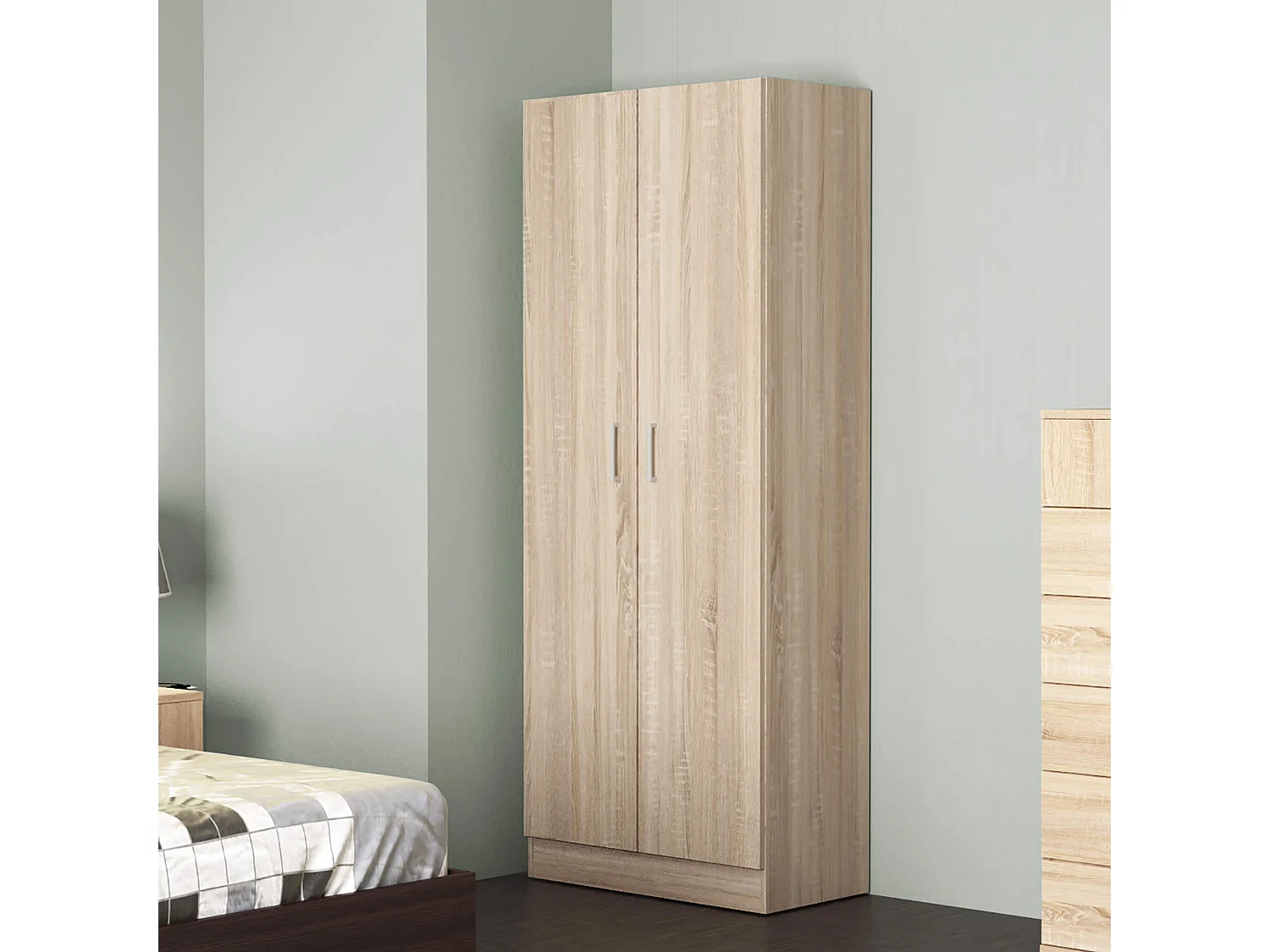 MilaniHome.it - armadio due ante di design spazioso in legno moderno 180x52x80 hdi coloreMarrone