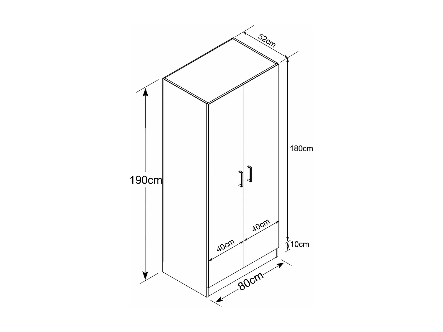 MilaniHome.it - armadio due ante di design spazioso in legno moderno 180x52x80 hdi coloreMarrone