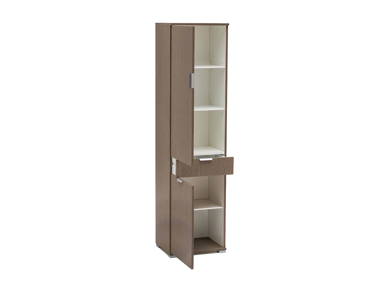MilaniHome.it - armadio con 3 ante e un cassetto per soggiorno cucina bagno fatto in Italia cm 45x38x174 hdi coloreRovere grigio