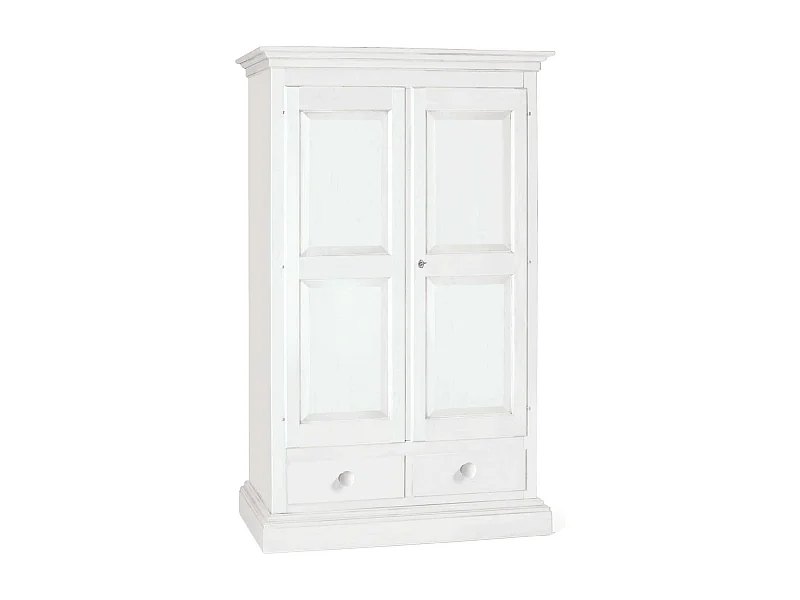 MilaniHome.it - Armadio 2 Ante In Legno Massello 125x61x200di coloreBianco