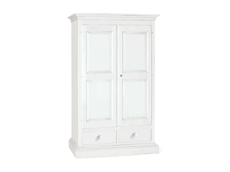 MilaniHome.it - Armadio 2 Ante In Legno Massello 125x61x200di coloreBianco